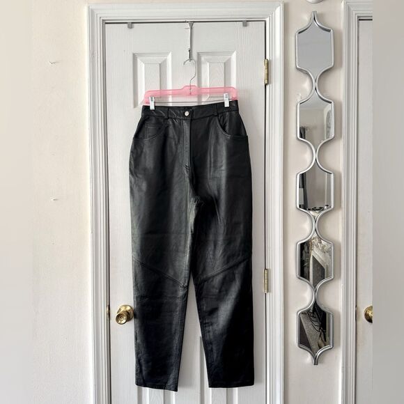 VTG Moda Spigiel Black Leather Pants Size 10 - Picture 3 of 9